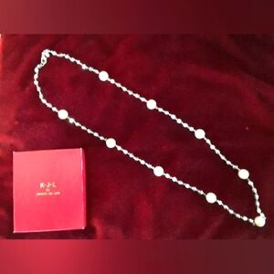 Kenneth Jay Lane Silver Pearl Necklace with Timeless Design and Elegant Luster